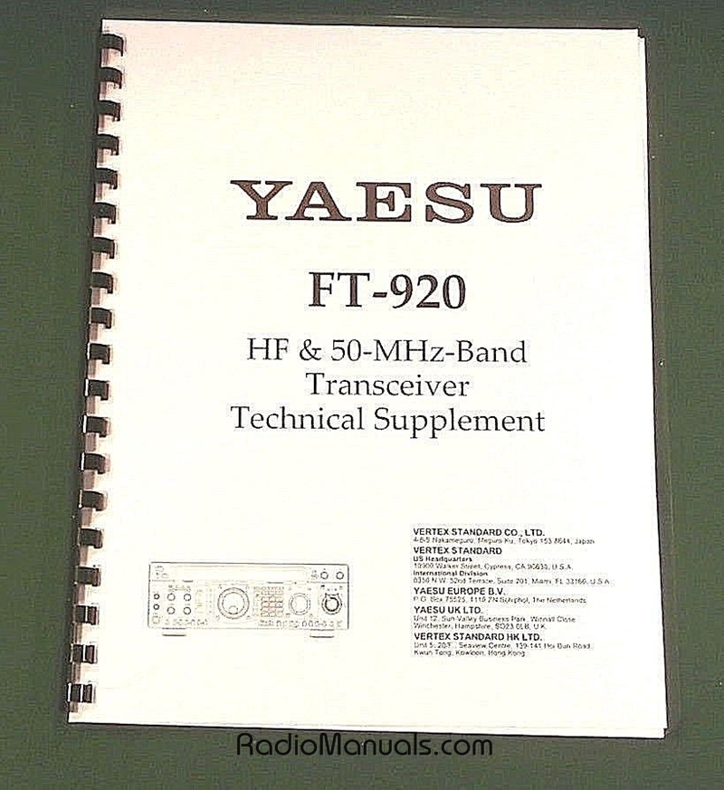Yaesu FT-920 Service Manual - Click Image to Close
